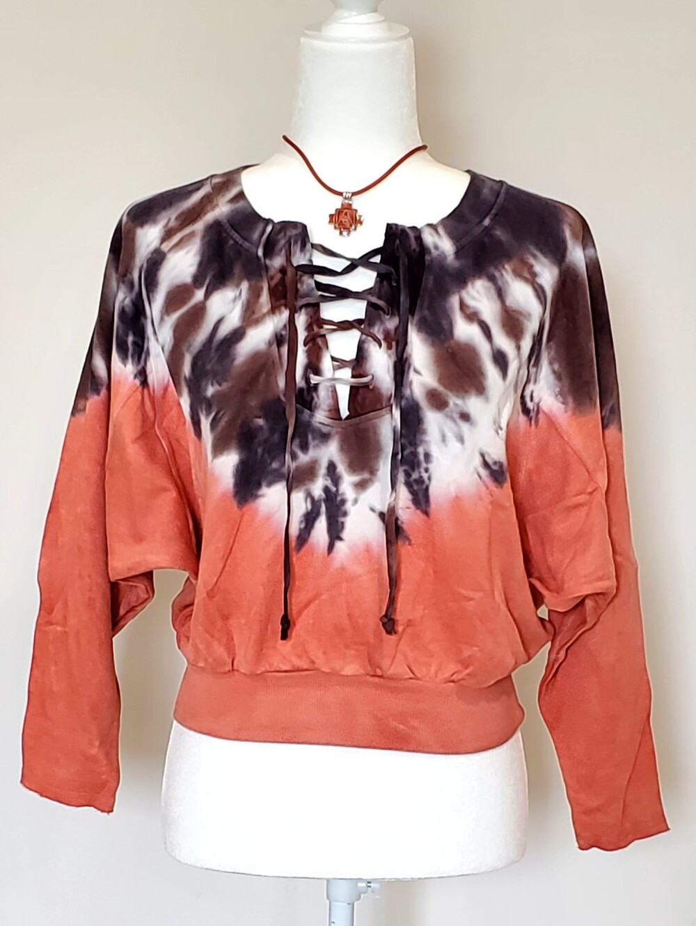 Young Fabulous&Broke Batwing Sleeve Slouchy  TieDye Beachy Sweatshirt XS NWT